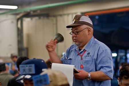 Vente aux enchères des thons au marché de Tsukiji