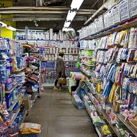 Rayons des boutiques "100-yen shop"